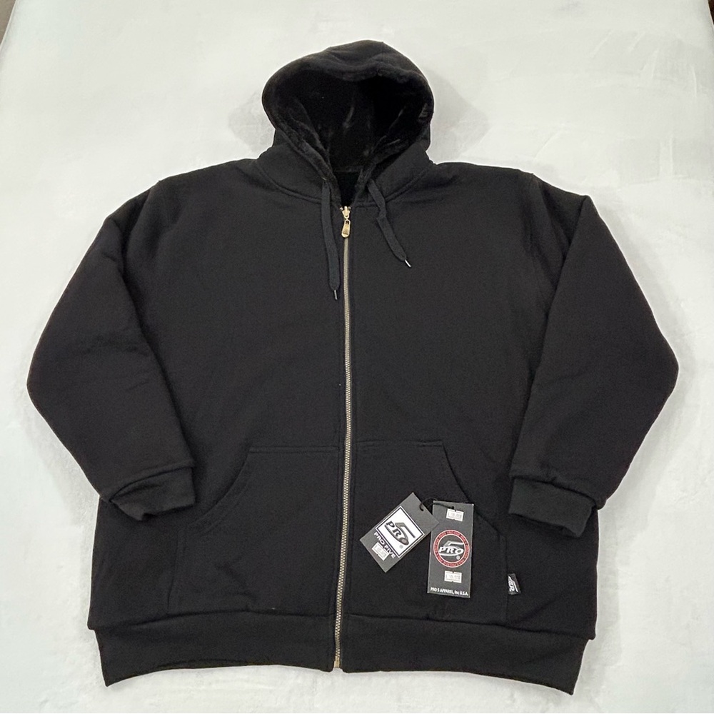Pro 5 Five Pro Club Black Full Zip Sherpa Heavyweight Hoodie Sweatshirt Men’s